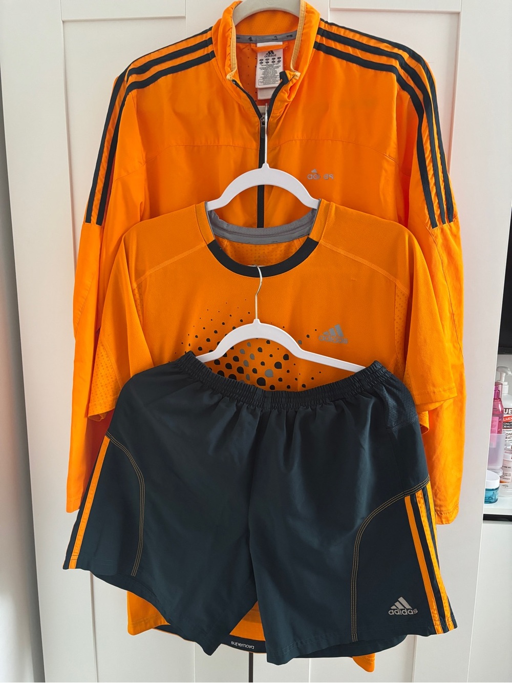 adidas Boys Orange and Black Swim Trunks Set